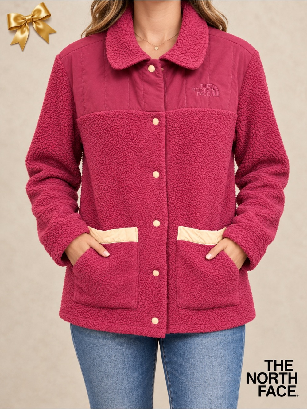 The North Face Rosie Sherpa Teddy Fleece Jacket Raspberry Women’s M